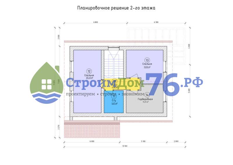 Проект каменного дома СД-101 в Ярославле - план 2 этажа