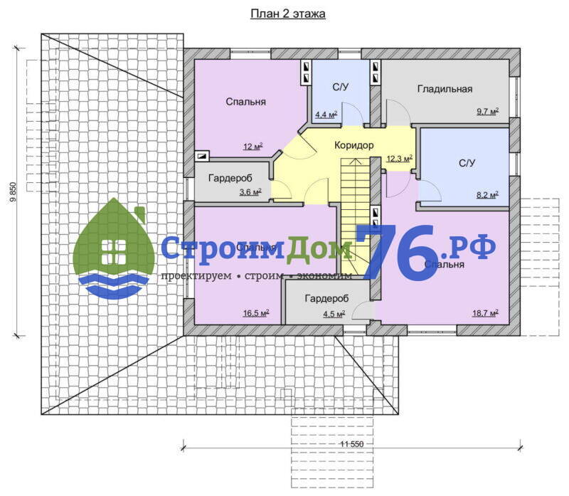 Проект каменного дома СД-76 - План 2 этажа