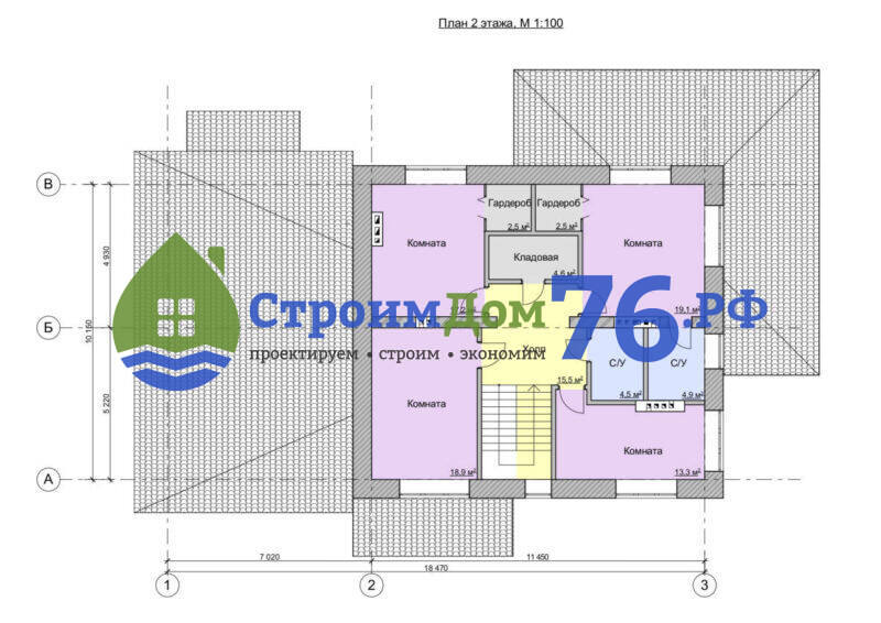 Проект трёхэтажного дома СД-87 - 2 ЭТАЖ