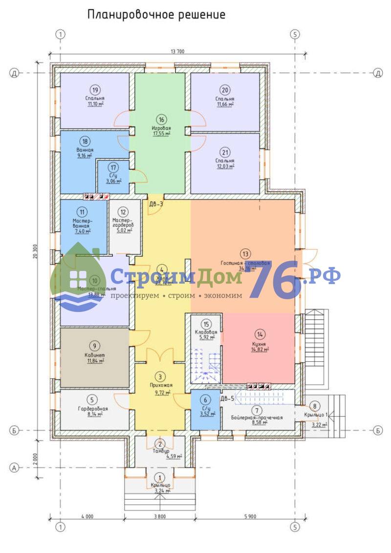 Проект каменного дома СД-96 в Ярославле - план этажа