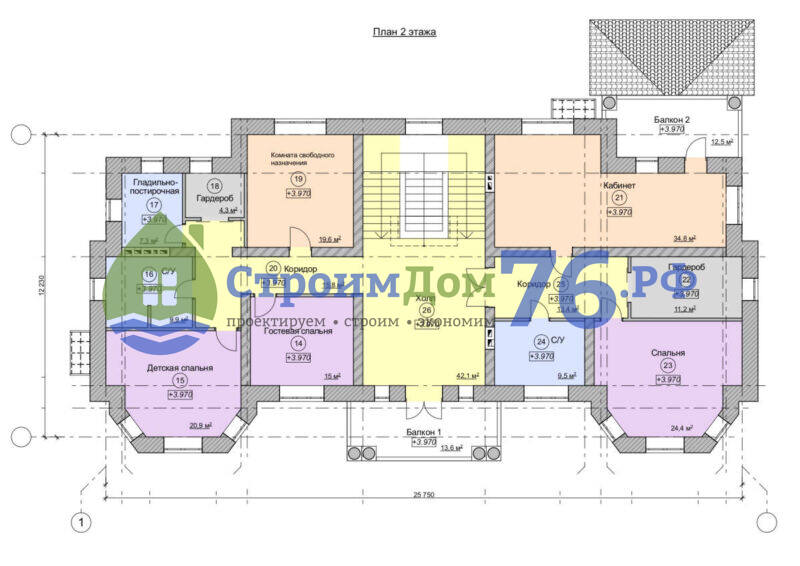 Проект двухэтажного дома СД-90 - 2 ЭТАЖ